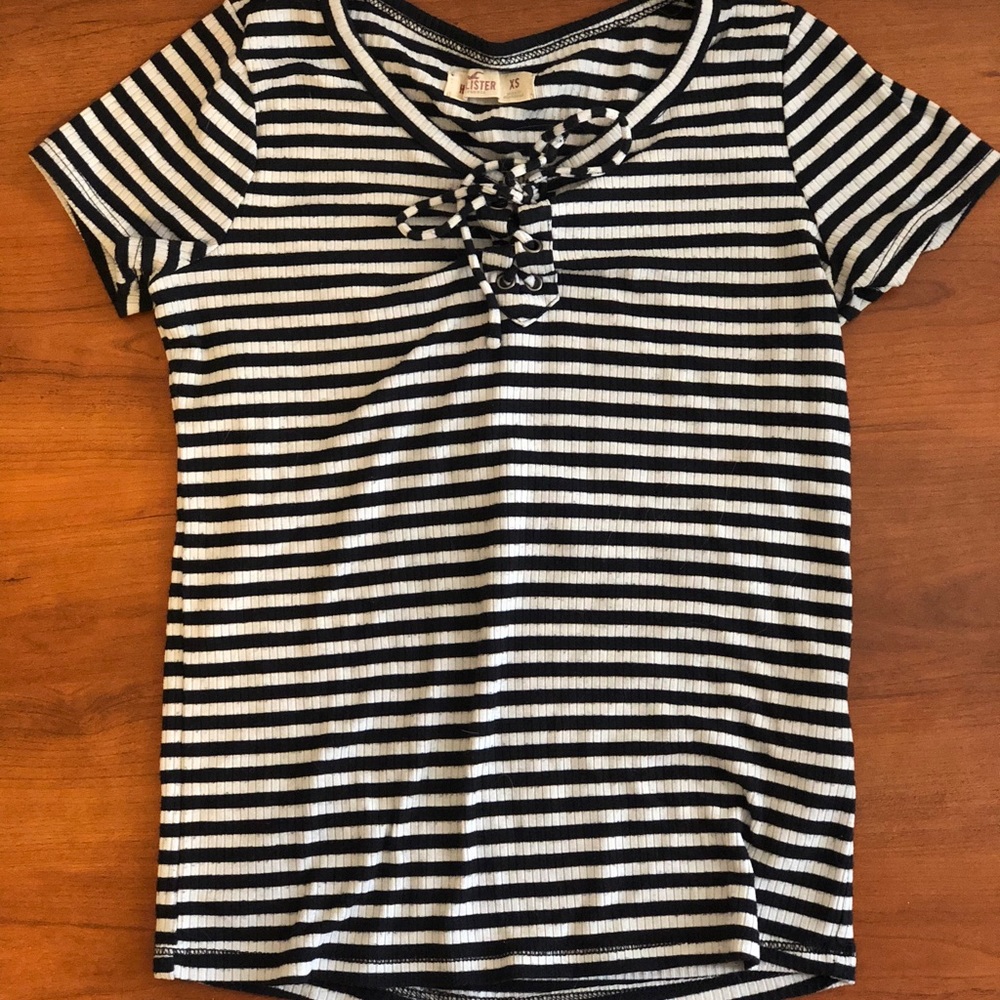 Hollister striped henley tee